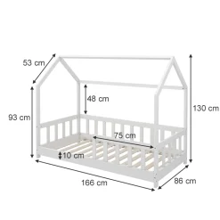 Hausbett Michelle Weiß 80x160 cm mit Rausfallschutz Vitalispa