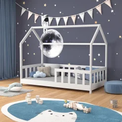 Hausbett Michelle Weiß 80x160 cm mit Rausfallschutz Vitalispa