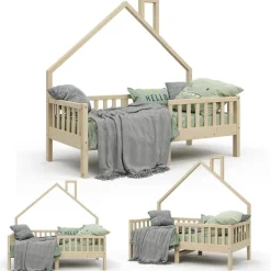 Hausbett Noemi Naturholz 80x160 cm Vitalispa