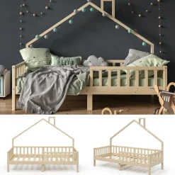 Hausbett Noemi Naturholz 90x200 cm Vitalispa