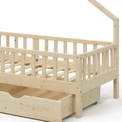 Hausbett Noemi Naturholz 90x200 cm mit 2 Schubladen Vitalispa