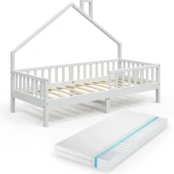 Hausbett Noemi Weiß 90x200 cm mit Matratze Vitalispa
