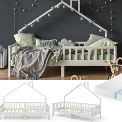 Hausbett Noemi Weiß 90x200 cm mit Matratze Vitalispa