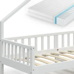 Hausbett Noemi Weiß 90x200 cm mit Matratze Vitalispa