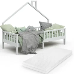 Hausbett Noemi Weiß 90x200 cm mit Matratze Vitalispa