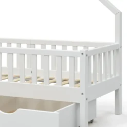 Hausbett Noemi Weiß 80x160 cm mit 2 Schubladen Vitalispa