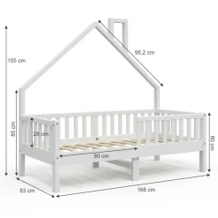 Hausbett Noemi Weiß 80x160 cm mit Matratze Vitalispa