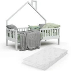 Hausbett Noemi Weiß 80x160 cm mit Matratze Vitalispa