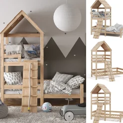 Hausbett Teddy Naturholz 90x200 cm Vitalispa