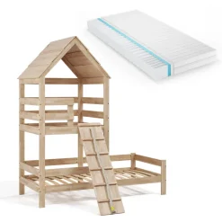 Hausbett Teddy Naturholz 90x200 cm mit Matratze Vitalispa