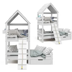 Hausbett Teddy Weiß 90x200 cm mit Schublade Vitalispa