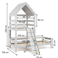 Hausbett Teddy Weiß 90x200 cm Vitalispa