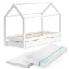 Hausbett Wiki Weiß 90x200 cm mit Gästebett und 2 Matratzen Vitalispa