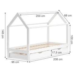 Hausbett Wiki Weiß 90x200 cm mit Gästebett Vitalispa