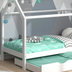 Hausbett Wiki Weiß 90x200 cm mit Gästebett Vitalispa