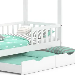 Hausbett Wiki Weiß 80x160 cm mit Gästebett Vitalispa