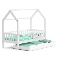 Hausbett Wiki Weiß 80x160 cm mit Gästebett Vitalispa