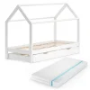 Hausbett Wiki Weiß 90x200 cm mit Gästebett und Matratze Vitalispa