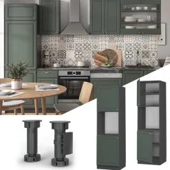 Herdumbauschrank Fame-Line Grün-Gold Landhaus 60 cm offen Vicco