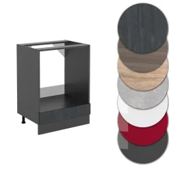 Herdumbauschrank R-Line Schwarz Beton 60 cm ohne Arbeitsplatte Vicco