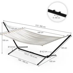 Hängematte Weiß 190 x 120 cm Metallgestell OK-Living