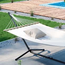 Hängematte Weiß 190 x 120 cm Metallgestell OK-Living