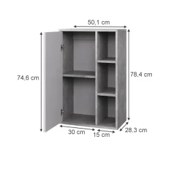 Hängeschrank Berno Beton/Weiß 50.1 x 78.4 cm mit 3 offenen Fächern Vicco