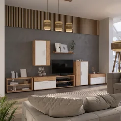 Hängeschrank Berno Goldkraft Eiche/Weiß 50.1 x 78.4 cm mit 2 Fächern Vicco