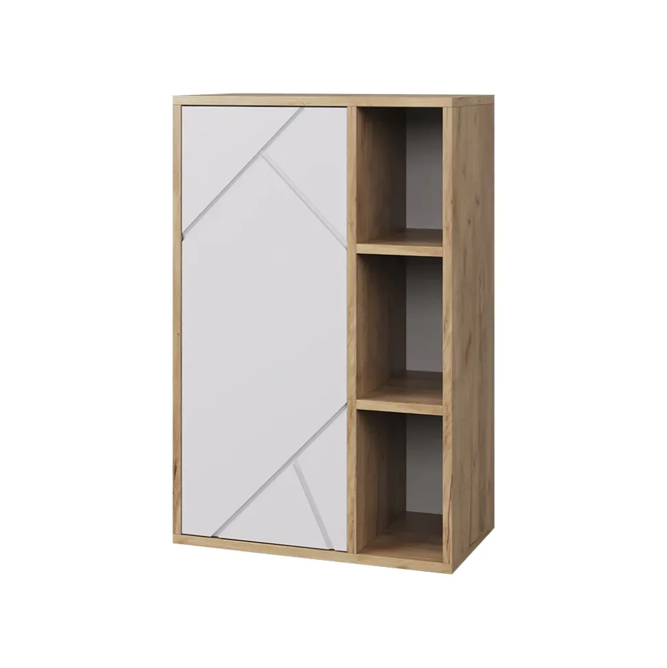 Hängeschrank Berno Goldkraft Eiche/Weiß 50.1 x 78.4 cm mit 3 offenen Fächern Vicco