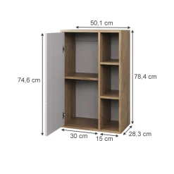Hängeschrank Berno Goldkraft Eiche/Weiß 50.1 x 78.4 cm mit 3 offenen Fächern Vicco