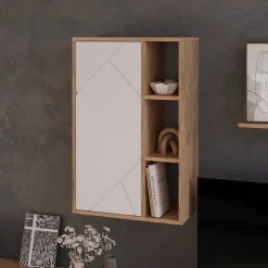 Hängeschrank Berno Goldkraft Eiche/Weiß 50.1 x 78.4 cm mit 3 offenen Fächern Vicco