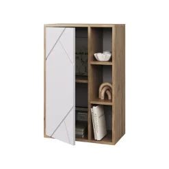 Hängeschrank Berno Goldkraft Eiche/Weiß 50.1 x 78.4 cm mit 3 offenen Fächern Vicco