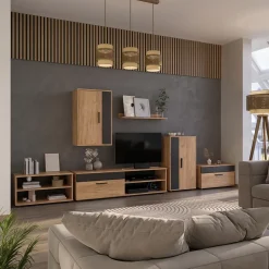 Hängeschrank Berno Goldkraft Eiche/Anthrazit 50.1 x 78.4 cm mit 2 Fächern Vicco