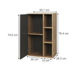 Hängeschrank Berno Goldkraft Eiche/Anthrazit 50.1 x 78.4 cm mit 3 offenen Fächern Vicco