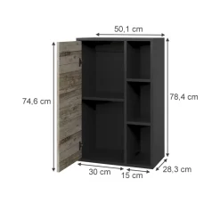Hängeschrank Berno Schwarz/Sandeiche 50.1 x 78.4 cm mit 3 offenen Fächern Vicco