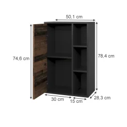 Hängeschrank Berno Schwarz/Oldstyle 50.1 x 78.4 cm mit 3 offenen Fächern Vicco