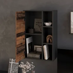 Hängeschrank Berno Schwarz/Oldstyle 50.1 x 78.4 cm mit 3 offenen Fächern Vicco