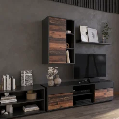 Hängeschrank Berno Schwarz/Oldstyle 50.1 x 78.4 cm mit 3 offenen Fächern Vicco