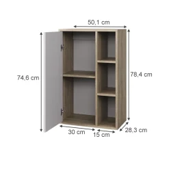 Hängeschrank Berno Sonoma/Weiß 50.1 x 78.4 cm mit 3 offenen Fächern Vicco