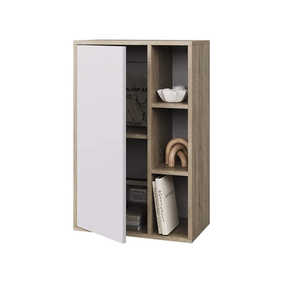 Hängeschrank Berno Sonoma/Weiß 50.1 x 78.4 cm mit 3 offenen Fächern Vicco