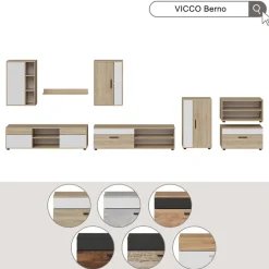 Hängeschrank Berno Sonoma/Weiß 50.1 x 78.4 cm mit 3 offenen Fächern Vicco