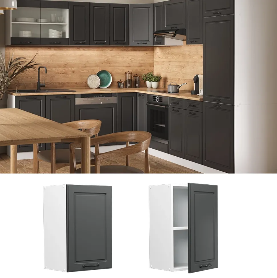 Hängeschrank R-Line Anthrazit Landhaus 40 cm Vicco