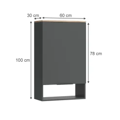 Hängeschrank Wido Anthrazit mit Tür Vicco