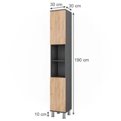 Hochschrank Fynn Anthrazit/Goldkraft Eiche 30 x 190 cm Vicco