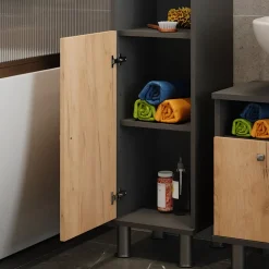 Hochschrank Fynn Anthrazit/Goldkraft Eiche 30 x 190 cm Vicco