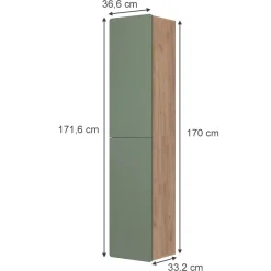 Hochschrank Izan Grün/Goldkraft Eiche 36.6 x 171.6 cm Vicco