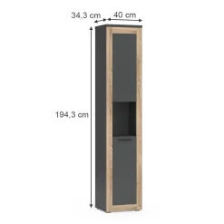 Hochschrank Niko Anthrazit 40 x 194.3 cm Vicco