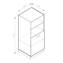 Hochschrank R-Line Anthrazit Hochglanz 60 cm mit offenen Regalen, und Tür Vicco