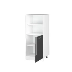Hochschrank R-Line Anthrazit Hochglanz 60 cm mit offenen Regalen, und Tür Vicco