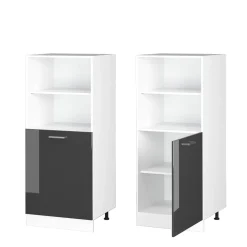 Hochschrank R-Line Anthrazit Hochglanz 60 cm mit offenen Regalen, und Tür Vicco